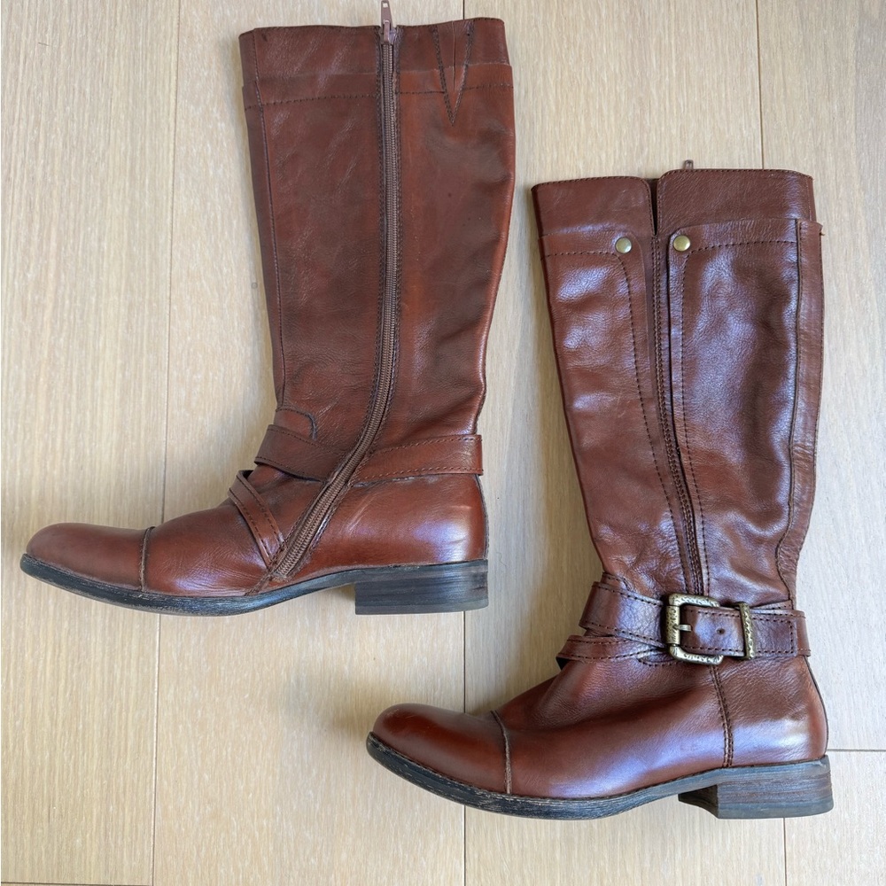 Nordstrom’s Women’s Brown Leather Boots- Size 7- 15” heel to top